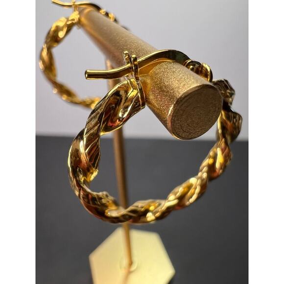 18k gold vermeil over sterling silver twisted hoop earrings - Picture 5 of 11
